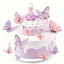 40/80/160pcs 3D Butterfly Cupcake Toppers, Birthday Anniversary Women Party Decorations, Butterfly Wall Stickers Background Decor, Suitable For Wedding, Party, Theme Party, Home, Cake Decoration - Multicolor - View 1