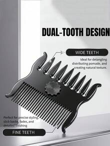 Peine giratorio 360° de doble cara con dientes anchos y finos en color negro, peine de peinado y cuidado de barba para hombres, peine de textura de cabello con dientes anchos, peine de dientes finos para cabello liso y flequillo de mujeres, peine giratorio portátil de bolsillo para alivio del estrés - 8360#Peine con rodamiento negro - Ver 5