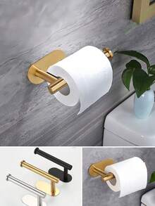 Drill-Free Self-Adhesive Toilet Paper Holder, Roll Paper Storage Rack, Bathroom Kitchen Bedroom Paper Towel Storage Rack, Wall Storage Rack, Home Kitchen Bathroom Back To School Essential Accessory - Multicolor - View 4