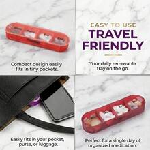 2/1pc 28-Compartment 7-Day Portable Pill Box, Stackable Daily Pill Organizer - (4 Times Per Day) Weekly Medication Reminder - Premium Weekly Morning/Evening Pill Box For Morning, Noon, Evening And Bedtime Medication, With 7 Separate Stackable Compartments, Daily Medication Organizer, Also Suitable For Storing Vitamins, Travel Essentials, Mother's Day, Pill Box, Gift For Seniors - Multicolor - View 9