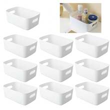 10pcs Multi-Function Storage Box Set - Durable Plastic Organizer Bins For Cosmetics, Snacks And Daily Essentials, Desktop And Drawer Storage, Suitable For Vanity, Kitchen, Bathroom And Dorm, Space-Saving Back To School Dorm Essentials - White - View 13