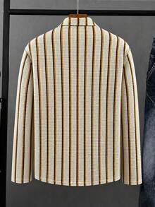 Men Plus Size Autumn Textured Fabric Versatile Polo Shirt, Knitted Casual - Multicolor - View 3