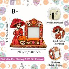 1pc Wooden Photo Frame, Gothic Sugar Skull Altar Decoration Wooden Memorial Photo Frame, Holiday Decorative Plaque, Day Of The Dead Decoration - Picture Frame - View 12