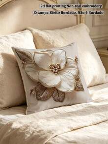 1pc Faux Embroidered Floral Throw Pillow Cover, Digital Printed Soft Short Plush, Zipper Closure, Suitable For Living Room, Bedroom, Office Decor - Hand Washable (Pillow Insert Not Included), Decorative Pillow - Multicolor - View 7