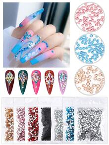 2000pcs/Pack 3MM Colorful Rhinestones, European & American Style 3D ABS Resin Flat Back Rhinestones, Shiny Nail Art Rhinestones, Multi-Functional DIY Colorful Rhinestones, Suitable For Nail Art DIY, Handmade Crafts, Phone Case Decoration - Multicolor - View 1