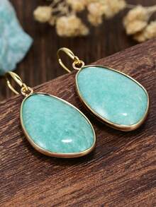 Yumfeel Pendientes con colgante de piedra natural de amazonita estilo bohemio, accesorios versátiles y de moda para mujeres, regalo de Navidad - Multicolor - Ver 6