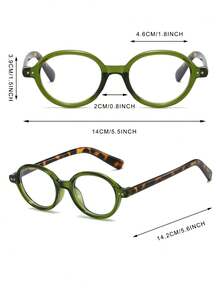 1 Pair Women's Oval Frame Korean Style Ins Versatile Clear Lens Glasses - Green - View 5