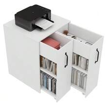=N880P313969W Small Bookcase With Wheels 52x50x75cm – With Shelves And Drawers, Reversible Left/Right Configuration, Single Element Fully Extendable, With Fall Protection, Bedside Table - 白色 - 查看 6