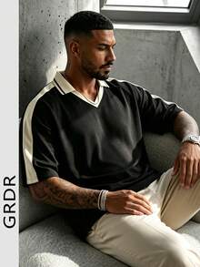 GRDR Men's Summer Casual Short Sleeve T-Shirt, Fashionable Minimalist Solid Color Short Sleeve Suitable For Running And Daily Wear - Black - View 8