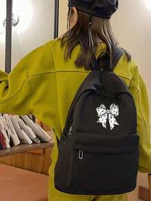 Musical Note Bowknot Print Backpack, Simple Fashion Large Capacity Casual Commute Backpack, Laptop Bag Travel Backpack Back To School Essential Suitable For Middle School, High School And College Students - Multicolor - View 3