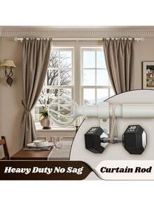 Curtain Rods White Long Decorative Curtain Rod Adjustable, Heavy Duty 1 Inch Drapery Rod Living Room Bedroom Kitchen Outdoor - Star - View 5