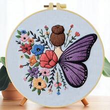 1PC 20*20cm/7.9*7.9in,Purple Landscapes Embroidery Kit, DIY Handmade Embroidery Set For Adult Beginners, Home Gift, Women's Sewing Gift, Including User Manual, Printed Pattern Fabric, Embroidery Frame, Needle And Thread. - A - View 6