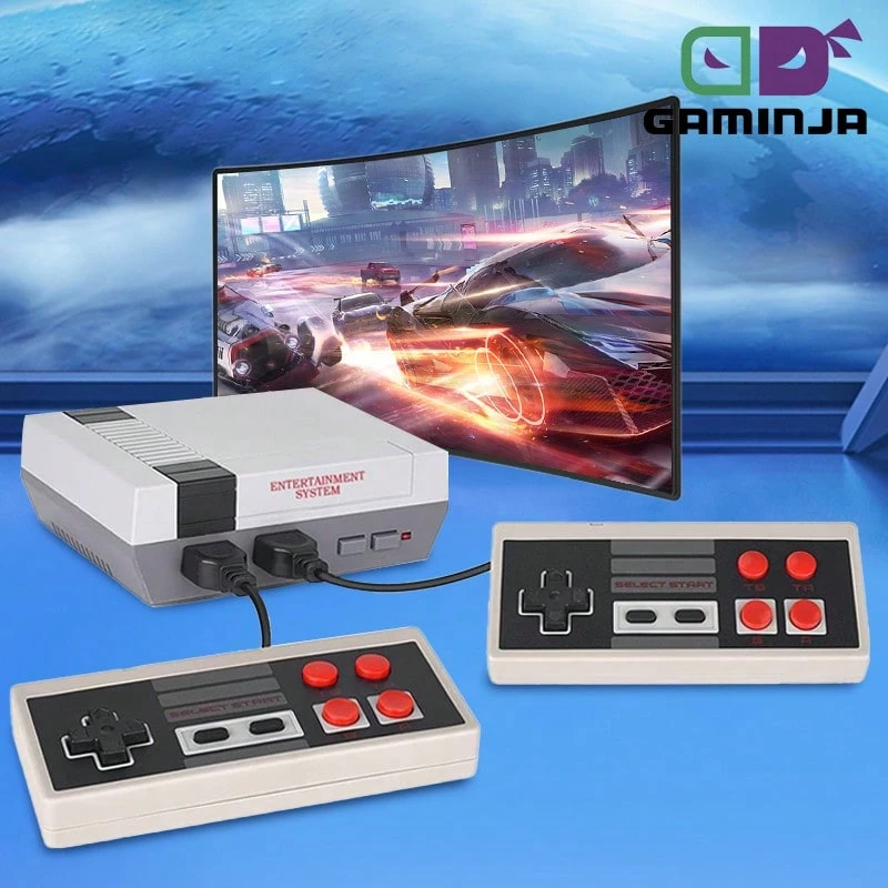 GAMINJA GC04 復古遊戲機,迷你家用遊戲機 紅白色,內建經典遊戲與 2 個遊戲控制器,手持家用娛樂視訊遊戲機 AV 輸出 復古經典遊戲機 - 查看 1