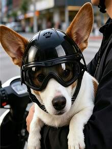 Pet Dog Motorcycle Helmet Set, Adjustable Safety Riding Helmet, Suitable For Small, Medium And Large Dogs, Windproof Protection Headgear, Suitable For Outdoor Riding And Travel, Suitable For Corgi, Dachshund, Husky Puppies, Durable Shell With Chin Strap - Multicolor - View 8