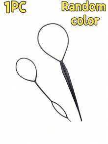 4pcs Black Hair Braiding Tools, For Creating Fluffy Braided Hairstyles, Girls Ponytail Styling Tools, Bridal Curly Hair Styling Tools, Plastic Ring Hair Accessories Set - Multicolor - View 13