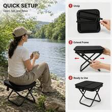 1pc Portable Crossbody Folding Stool, Lightweight Foldable Camping Chair, Mini Stool For Travel, Fishing, Train, Picnic, Queueing And Waiting - Black - View 5