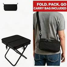 1pc Portable Crossbody Folding Stool, Lightweight Foldable Camping Chair, Mini Stool For Travel, Fishing, Train, Picnic, Queueing And Waiting - Black - View 10