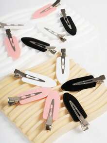 4pcs Random Color Seamless Hair Clips Side Bangs Straight Hair Clips Makeup Hair Accessories For Women - Multiple Styles - View 9