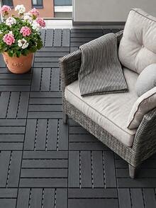 SoBuy | Modular Room Divider | Interlocking Floor Tile With Drainage Slots | Outdoor Decking Panel In PP Plastic | 31*31*2 Cm | Load Capacity 113 Kg - A - View 7