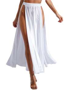 Belly Dance Coin Tassel Mesh Halter Crop Top, Double High Slit Flowy Satin Maxi Skirt, Suitable For Stage Performance And Carnival - Multicolor - View 22