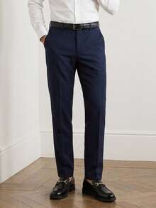 DAZY Men's Formal Black Solid Color Long Dress Pants, Gentleman's Trousers, Business Formal Style, Fall - Navy Blue - View 8