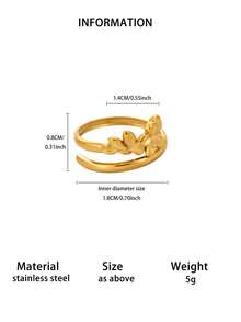 1PC Minimalist Plumeria Flower Wrap Rings For Women 18K Gold Plated Stainless Steel Adjustable Ring Dainty Stackable Finger Jewelry Gift - Multicolor - View 7