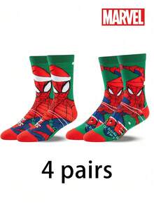 1/2/4 Pairs Disney Spider-Man Christmas Socks For Women, Novelty Long Socks Gift - Multicolor - View 11
