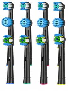 12pcs Black/White 1cm Diameter Electric Toothbrush Replacement Heads For Deep Cleaning, Compatible With Pro 1000/9600/5000/3000/8000/Genius And Smart Electric Toothbrushes - 查看 13