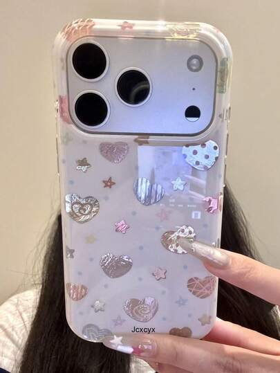 Y2K Star Heart Glossy Soft Phone Case Compatible With IPhone 17 Pro Max 17 Pro 16 Pro Max 15 Pro Max 14 13 12 11 Pro Max Shockproof Bumper Soft Back Cover ﻿
