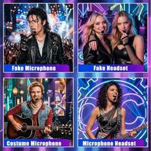 Fake Microphone Headset Prop - Rockstar Adult Men's & Women's Costume Accessory, Halloween Rock Star Music Concert Party Costume Accessory - View 6