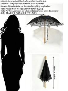 Wedding Photography Props, Bachelorette Party Accessories, Lace Fan, Garden Party Parasol, Cosplay Event Umbrella, Tea Party Decor Umbrella, Gothic Style Photography Parasol, Bride And Bridesmaid Umbrella, Halloween Costume Matching Parasol, Engagement Photo Shoot Umbrella, Birthday Party Lace Umbrella - Lace Umbrella - Suitable for One Person - View 11