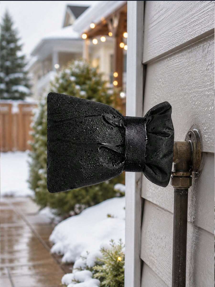 1pc Outdoor Faucet Insulation Cover, Outdoor Water Pipe Anti-Freeze Protection Bag, With Hook And Loop Strap Waterproof Cold-Resistant Fabric Faucet Protective Cover, Suitable For Yard, Backyard, Patio, Autumn/Winter Water Pipe Anti-Freeze, Faucet Protection Accessory
