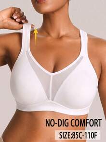 1pc Casual Comfortable Minimalist Plus Size Women's Bra, Wire-Free Lift Soft Comfortable Underwear - White - View 3