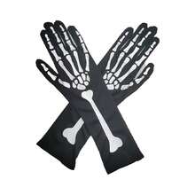 4Pcs Forever & Moment Halloween Black Skull Floral Hair Accessories Earrings Face Stickers Skull Gloves For Women Skeleton Bride Look Cosplay Party - Multicolor - View 6