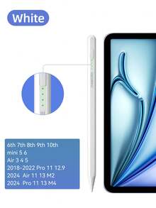 觸控筆無需連接，相容 2024 Air 11 Air 13 M2 Pro 13 11 M4 5/6/7/8/9/10代 Air 3/4/5 Mini 5 6，防誤觸掌心 - 白色 - 查看 9