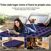 Luxury Inflatable Camping Air Mattress, PVC Sleeping Pad, Double Air Bed With Built-In Pump And Thick Mattress. Includes Two Inflatable Pillows. - Navy Blue - View 9