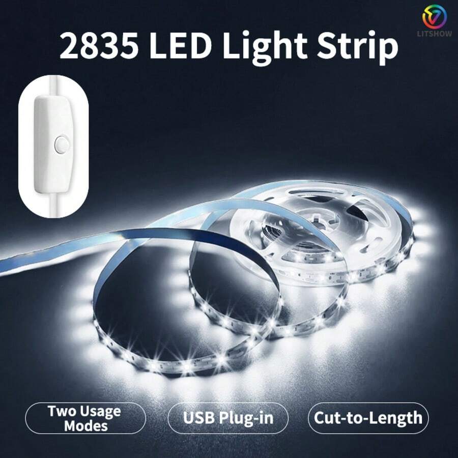1 st LED-ljuslist, USB-driven, 5V spänning, 501 strömbrytarkontroll, självhäftande baksida för enkel installation, anpassningsbar längd och flexibel vikning, lämplig för sovrum, vardagsrum, TV-bakgrundsbelysning, sminkspegelbelysning och mer, högtidspresent