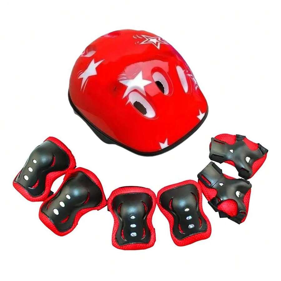Casco Niños Protección Kit Rodilleras Muñequeras Coderas - Negro - Ver 1
