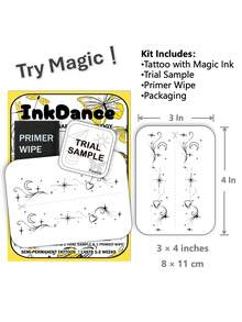 1 Set "Celestial Trail" New Technology Tattoo Stickers, Semi-Permanent, Dot Style, Magical Fantasy, Moon Stars Hearts, Temporary Tattoo, Realistic Tattoo, Waterproof Long-Lasting Design, Plant-Based Formula, InkDance, Ink Dance X161 - Black - View 3