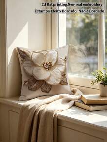 1pc Faux Embroidered Floral Throw Pillow Cover, Digital Printed Soft Short Plush, Zipper Closure, Suitable For Living Room, Bedroom, Office Decor - Hand Washable (Pillow Insert Not Included), Decorative Pillow - Multicolor - View 5