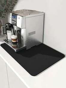 1pc Coffee Mat, Suitable For Coffee Bar Countertop, Coffee Bar Accessories, Can Be Placed Under Coffee Machine/Espresso Machine, Strong Water Absorption, Can Hide Stains, Rubber Bottom, Suitable For Kitchen Countertop. - Black - View 10
