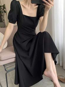 Women Midi Dresses - Black - View 6