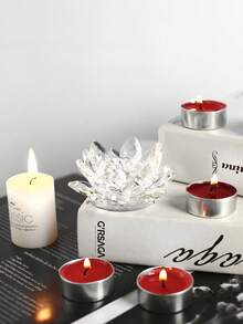 1pc Crystal Lotus Tea Light Candle Holder/Glass Tea Light Candle Holder Decor, Suitable For Christmas, Home, Wedding Party - Multicolor - View 5