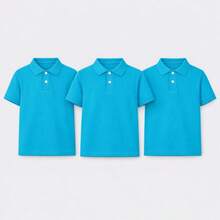 Young Boys Polo Shirts - Teal Blue - View 1