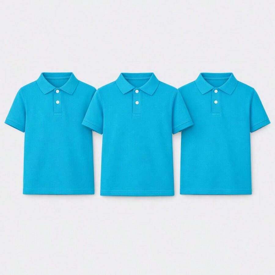 Young Boys Polo Shirts - Teal Blue - View 1