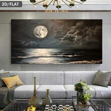 1pc Unframed Canvas Wall Arts Posters, Featuring Moon On The Lake Landscape Perfect For Living Room, Bedroom, Office & Dining Room - Ideal Gift For Birthdays, Holidays & Home Decor - 222 - View 2