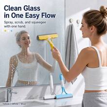 3-In-1 Multifunctional Glass Squeegee With Spray, Wipe And Squeegee Functions, Efficient Cleaning Tool For Windows, Mirrors And Bathroom Glass, One-Pole Design For Enhanced Cleaning Efficiency - Multicolor - View 3