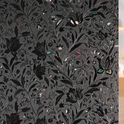 Total Blackout Window Film, Black Privacy Cling, 17.5" X 78.7" Sun Blocking Light Blocker, Stained Glass Thermal Cling Heat Control, Room Darkening Glass Sticker For Home Door Covering