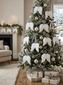 10pcs Angel Wings Christmas Tree Hanging Ornaments, Christmas Tree Decor, Merry Christmas Mini Angel Hanging Ornaments, Christmas Party Decor, Home Christmas Decor, Christmas Tree Top Decor, Christmas DIY Decor, Christmas Decor - Multicolor - View 9