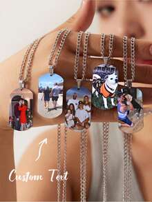 Custom Photo Necklace Plated Stainless Steel, Cuban Chain Collar For Couples, Birthday & Valentines Day Gift For Family, Girlfriend, Boyfriend - ND06736 - View 1